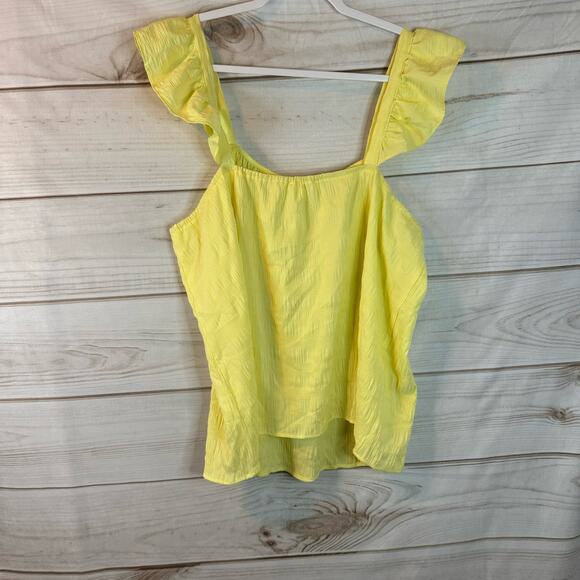 Kaileigh Yellow Ruffled Straps Sleeveless Blouse Size 2XL - Picture 3 of 6